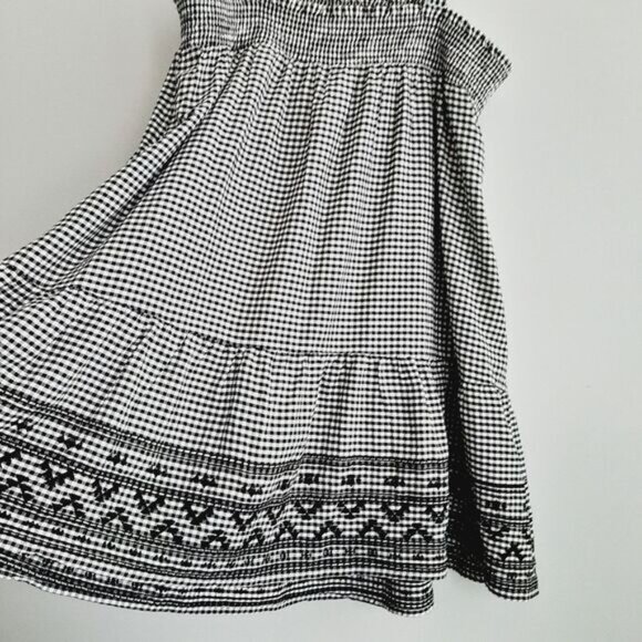 OLD NAVY | Tiered Gingham Swing Mini Dress w Pockets Babydoll Checkered B&W L P - Picture 11 of 16